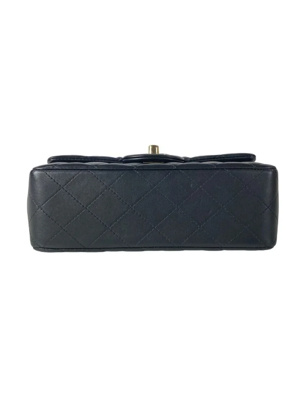 Chanel Shoulder Bag Quilted Top Handle Mini Flap Black Chain Champagne Gold